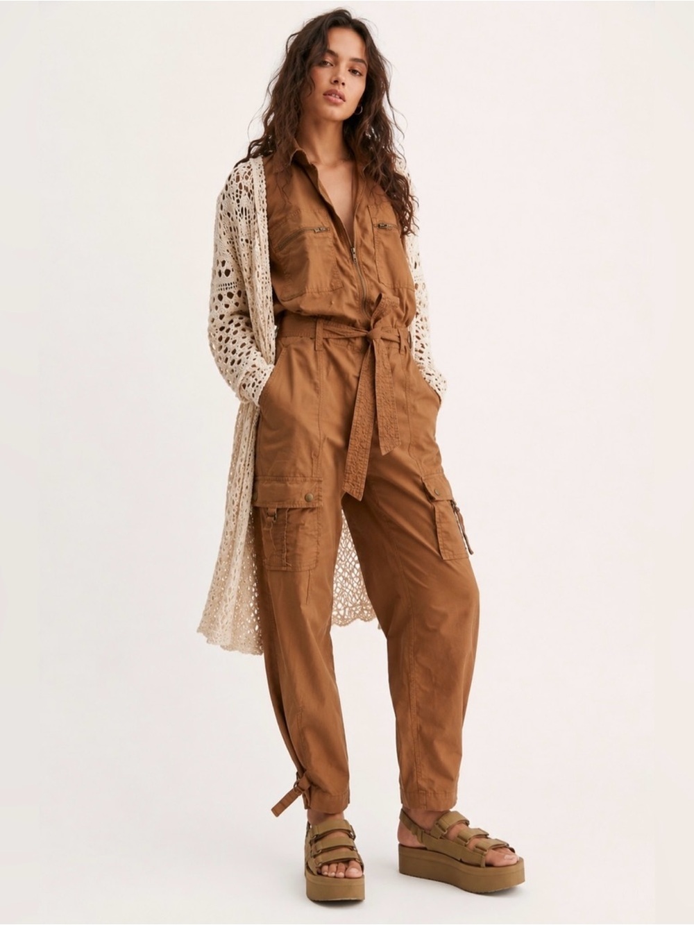 Pistola Aidy Cargo Jumpsuit Brown